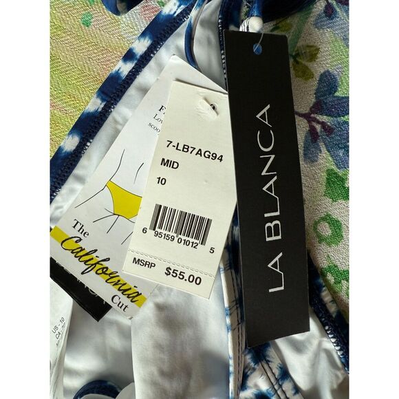 NWT La Blanca Moody Midnight Tie Dye Greece String Bikini Bottom w Tassels 10 - Picture 3 of 5